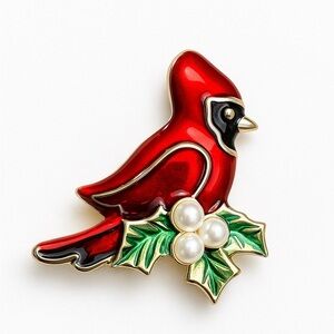 ⚜️❤️‍🔥  Red and Green Cardinal Brooch 🍃🎄
